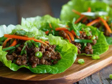 Asian-Style Ground Beef Lettuce Wraps