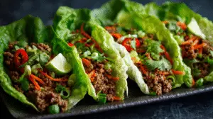 Asian-Style Ground Beef Lettuce Wraps