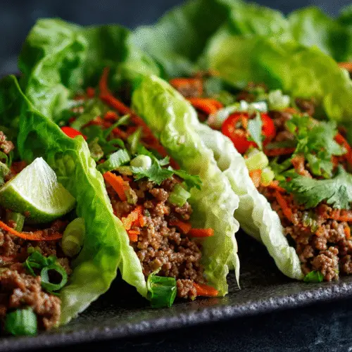 Asian-Style Ground Beef Lettuce Wraps