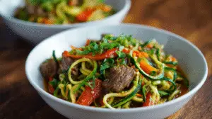 Healthy Zucchini Noodle Beef Dinner Recipe