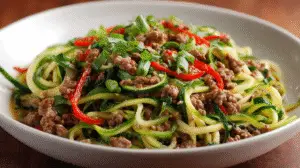 Healthy Zucchini Noodle Beef Dinner Recipe