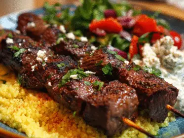 Mediterranean Beef Kebabs Dinner Recipe