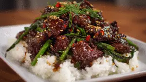Sweet and Spicy Mongolian Beef Dinner Recipe