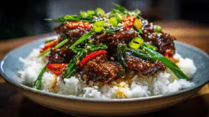 Sweet and Spicy Mongolian Beef Dinner Recipe