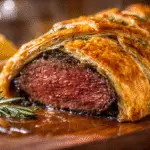 There are meals, and then there is Beef Wellington. It is, without question, the ultimate culinary showstopper. The kind of dish that elicits gasps of admiration when you bring it to the table and a moment of reverent silence after the first bite. It has a reputation for being notoriously difficult, a recipe reserved for professional chefs. Today, I’m here to demystify this masterpiece and show you that with a little patience and a clear plan, you can absolutely conquer it in your own kitchen. This is my complete Classic Beef Wellington Recipe – Step by Step Guide. We are going to create a true work of art: a perfectly cooked, rosy-pink, and unbelievably tender center-cut beef tenderloin, encased in a deeply savory mushroom duxelles and a layer of salty prosciutto, all wrapped up in a golden, flaky, buttery puff pastry crust that shatters at the touch of a fork. This is not a simple weeknight dinner; this is a rewarding weekend project, a celebration meal, the perfect centerpiece for a holiday like Christmas (Weihnachten) or a special birthday here in Cologne. Follow me, step by step, and I promise you will create a meal that you and your loved ones will never forget. Conquering the Ultimate Culinary Showstopper The Beef Wellington is a dish of pure luxury with a storied history. At its heart, it’s a celebration of the finest cut of beef—the tenderloin—and the transformative power of classic French techniques. It’s the kind of dish that feels like a special occasion in and of itself. My goal with this guide is to break down what seems like an intimidating process into a series of simple, manageable stages. The key to a successful Wellington is not about being a world-class chef; it's about preparation, patience, and chilling. Each layer serves a purpose: the mustard adds a tangy kick, the mushroom duxelles provides an earthy depth, the prosciutto seasons the beef and creates a crucial moisture barrier, and the puff pastry provides that glorious, golden, crunchy exterior. When it all comes together, it's culinary magic. Why This Recipe is Worth the Effort: An Unforgettable "Wow" Moment: Slicing into a perfect Beef Wellington at the table is a moment of pure culinary theatre. It is the definition of a showstopper. Incredible Combination of Flavors & Textures: You get the tender, juicy beef, the savory, earthy mushrooms, the salty prosciutto, and the crisp, buttery pastry all in one perfect bite. A Detailed, Foolproof Guide: I will hold your hand through every single stage, with clear instructions and crucial tips to ensure your success and prevent the dreaded "soggy bottom." The Perfect Make-Ahead Showstopper: The beauty of this recipe is that all the main prep can be done the day before, leaving you with just the final bake on the day of your event. Ingredients & Equipment For the Beef and Duxelles: Center-Cut Beef Tenderloin (Rinderfilet im Mittelstück): about 1 kg (2-2.5 lbs), trimmed. Olive Oil: 2 tablespoons. English or Dijon Mustard: 2 tablespoons. Cremini/Chestnut Mushrooms: 450g (1 lb). Shallots: 2, finely chopped. Fresh Thyme: 1 tablespoon, leaves only. Unsalted Butter: 1 tablespoon. Dry White Wine: 60 ml (¼ cup). Prosciutto (or Parmaschinken): 12 thin slices. For Assembly and Baking: All-Butter Puff Pastry (Blätterteig): 1 large sheet (about 400-500g). All-Purpose Flour: For dusting. Egg Yolks: 2, beaten with 1 tablespoon of heavy cream for the egg wash. Coarse Sea Salt: For sprinkling on top. Essential Equipment: A large skillet. A food processor. Plastic wrap. A sharp knife. A pastry brush. A large baking sheet lined with parchment paper. An instant-read meat thermometer. This is not optional; it is the key to success. Time Estimates Active Prep Time: 1 hour Chilling Time: At least 1 hour (can be done overnight) Cook Time: 20-25 minutes Total Time: Approximately 2.5 - 3 hours (with a lot of inactive chilling time) Step-by-Step Instructions Follow these stages carefully. Remember, chilling is your best friend. Stage 1: Sear and Cool the Beef Pat the beef tenderloin completely dry and season it very generously on all sides with salt and pepper. Heat the olive oil in a large skillet over high heat until it's almost smoking. Carefully sear the tenderloin for 1-2 minutes on all sides—including the ends—until it has a beautiful, deep brown crust. Immediately remove from the pan and place it on a wire rack to cool completely. Once cool, brush the entire surface of the beef with the mustard. Stage 2: Make the Mushroom Duxelles While the beef cools, make the duxelles. Add the mushrooms, shallots, and thyme to a food processor and pulse until they are very finely minced into a paste-like consistency. Melt the butter in the same skillet over medium heat. Add the mushroom mixture and cook, stirring occasionally, for 10-15 minutes. The mixture will release a lot of water. Continue cooking until all the water has evaporated and the mixture is dry and paste-like. This is critical to prevent a soggy pastry. Pour in the white wine and cook for another 2 minutes until it has evaporated. Remove from the heat and let the duxelles cool completely. Stage 3: The First Wrap (Prosciutto & Duxelles) Lay a large piece of plastic wrap on your counter. Arrange the slices of prosciutto on it in a rectangle, overlapping them slightly to create a solid sheet. Spread the cooled mushroom duxelles evenly over the prosciutto. Place the cooled, mustard-coated beef tenderloin at the bottom edge of the prosciutto. Using the plastic wrap to help you, tightly roll the beef up in the prosciutto-duxelles blanket, creating a snug, uniform cylinder. Twist the ends of the plastic wrap tightly like a sausage to secure it. Stage 4: CHILL THE BEEF LOG Place the tightly wrapped beef log in the refrigerator to chill and firm up for at least 30 minutes, or up to 24 hours. This is a crucial step. Stage 5: The Final Wrap (Puff Pastry) Lightly flour your work surface. Unroll your sheet of puff pastry. Remove the beef from the plastic wrap and place it on the pastry. Gently wrap the pastry around the beef, trimming any excess so you have just enough to overlap slightly. Press the seam to seal it. Fold the ends in neatly like you're wrapping a present and seal. Place the Wellington, seam-side down, on a parchment-lined baking sheet. Stage 6: Decorate and CHILL AGAIN If you have leftover pastry, you can cut thin strips and create a lattice pattern on top. Brush the entire Wellington with the prepared egg wash. Use the back of a knife to gently score the pastry if you like. Sprinkle with coarse sea salt. Chill the wrapped Wellington in the refrigerator for at least 30 more minutes. This ensures the pastry is cold, which will make it extra flaky. Stage 7: Bake to Golden Perfection Preheat your oven to 200°C (400°F). Bake the chilled Wellington for 20-25 minutes. The pastry should be beautifully golden brown and puffed. The exact time will depend on your oven and the size of your tenderloin. Start checking the internal temperature after 15 minutes. You are looking for 52°C (125-130°F) for medium-rare. Stage 8: REST! (Absolutely Mandatory!) This is the final, crucial step. Transfer the baked Wellington to a cutting board and let it rest for a full 10-15 minutes before slicing. If you cut into it immediately, all the delicious juices will run out. Notes, Tips & Variations How to Avoid a "Soggy Bottom": The three keys are: 1) A very dry mushroom duxelles. 2) The prosciutto wrap, which acts as a barrier. 3) Placing the Wellington on a preheated baking sheet can also help crisp up the bottom crust. The Meat Thermometer is NOT Optional: This is an expensive cut of meat. The only way to guarantee it is not overcooked is to use an instant-read thermometer. It is the most important tool for this recipe. The Perfect Make-Ahead Strategy: You can complete this recipe up to Stage 4 and keep the prosciutto-wrapped beef log in the fridge for up to 24 hours. This breaks up the work and makes the final assembly and baking much less stressful. Serving Suggestions: A classic Beef Wellington is a showstopper that deserves elegant sides. It's perfect with My Classic Red Wine Reduction Sauce, creamy mashed potatoes, roasted asparagus, or simple glazed carrots.